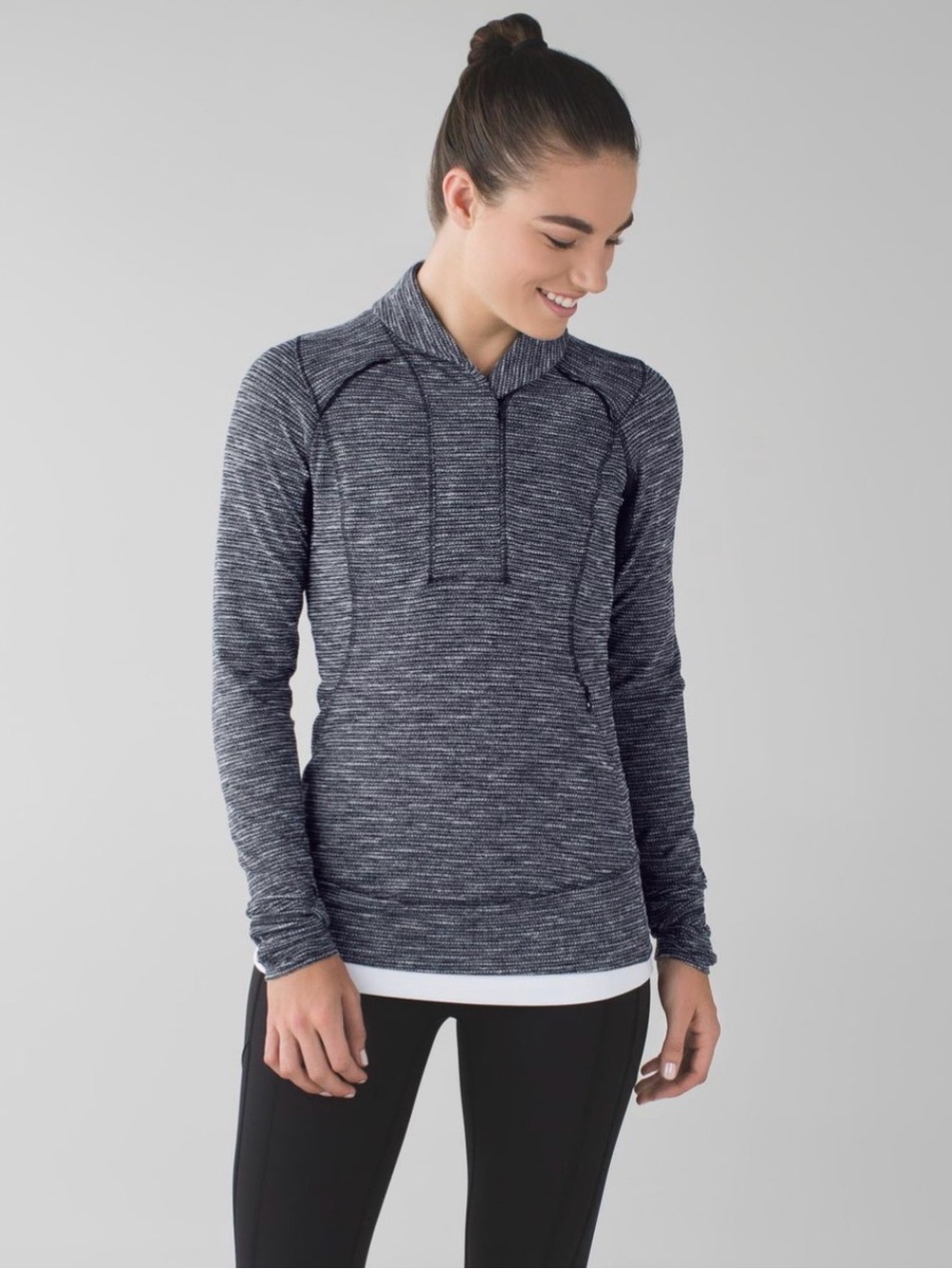 Lululemon Think Fast Pullover Coco Pique Black / Black Rulu Size 6 EUC W3H67S